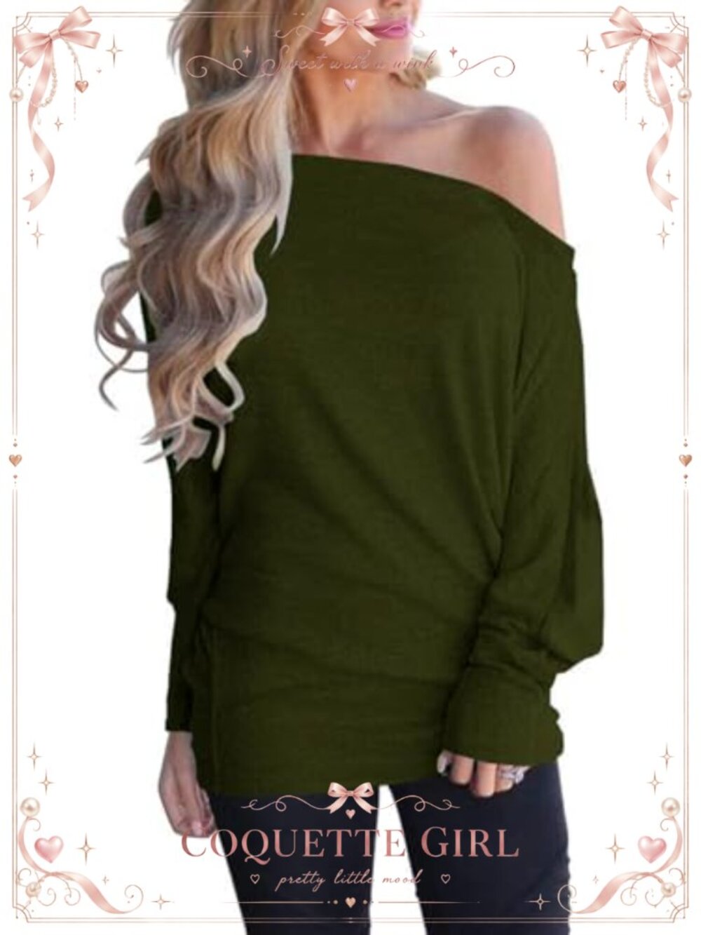 Off Shoulder Long Sleeve Tunic Top Cotton Blend Oversized Batwing Shirt